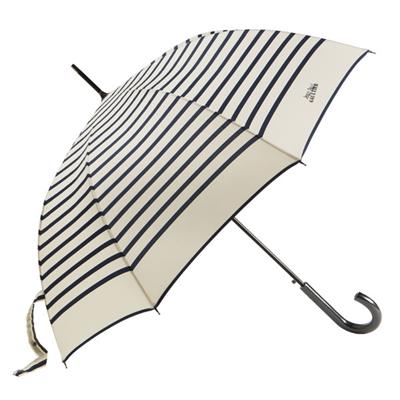 Parapluie long femme automatique à rayures marinières ivoires et marines - Jean Paul Gaultier