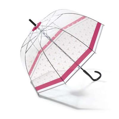 Parapluie cloche transparent - Motif symétrique - Bordure rose