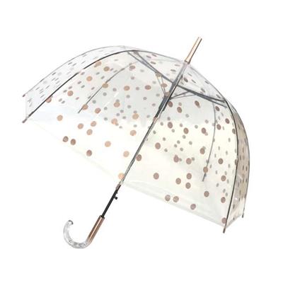 Parapluie cloche transparente avec des pois dorés