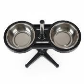 Duvoplus – Support double Twin Feeder X-support avec 2 bols inox pour chien, idéal pour une posture plus ergonomique et un coin repas stable – 1890ml – Taille L – 59x33,5x55cm
