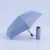 Mini parapluie pliant - Ouverture et fermeture automatiques - Poignée à molette - Ultra Léger et Ultra Minuscule - Résistant au vent - Bleu Clair