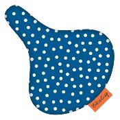 Housse de selle de vélo - Bleu à pois blancs