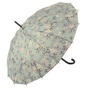 Parapluie long femme - 16 baleines - Made in France - Vert imprimé Floral