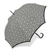 Grand parapluie automatique - Avec poignée courbée en bois - Étoiles en noir et blanc