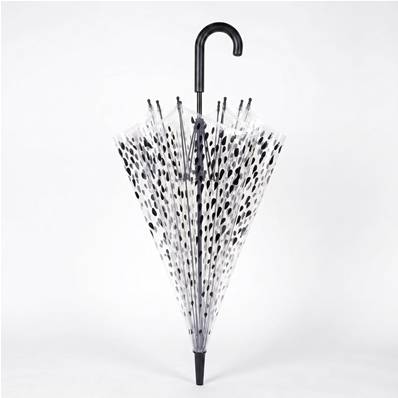 Parapluie cage à oiseaux transparent pour femme - Système d'ouverture automatique - Noir Gouttes