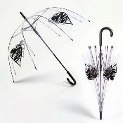 Parapluie cage à oiseaux transparent pour femme - Système d'ouverture automatique - Noir Cœur