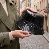 Chapeau de pluie pour femme - Imperméable - Noir à pois
