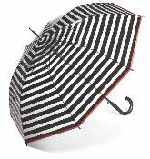 Parapluie cloche transparente pour femme - Rayures noires et bordure rouge
