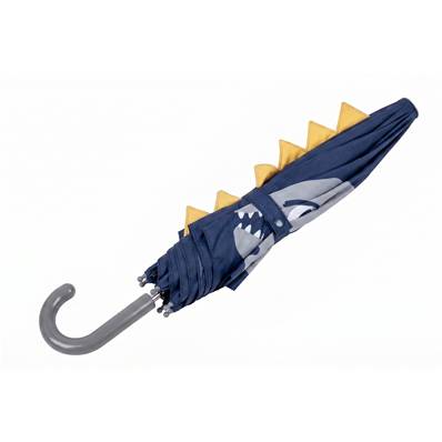 Parapluie pour Enfant - 8 Baleines en Fibre de Verre - Motif 3D - Poignée Confortable - Bleu Dinosaure