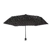 Mini parapluie pliant pour femme - Design trois plis - Pois - Noir