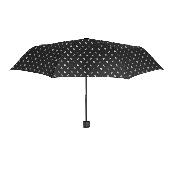 Mini parapluie pliant pour femme - Design trois plis - Cœurs - Noir