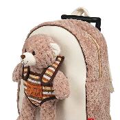Sac à dos Teddy Bear avec trolley pour enfants - Ours en peluche amovible - Bretelles réglables et souples - Sac d'école mignon - Taille unique