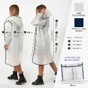 Imperméable - Bandes réfléchissantes au dos - Taille S (150-165CM) - Blanc semi-transparent avec passepoil bleu