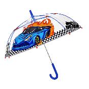 Parapluie transparent cloche pour enfant - Bordure réfléchissante pour une meilleure visibilité la nuit - Parapluie garçon - Voiture de course
