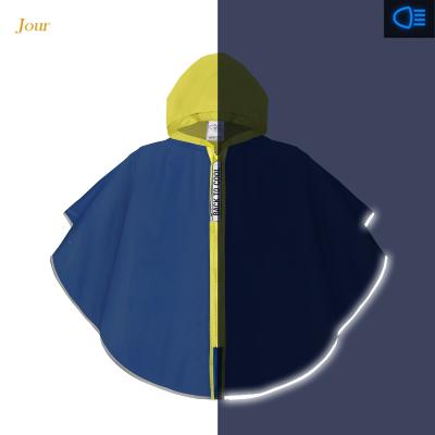 Poncho pour enfants de 3 à 6 ans - Bandes réfléchissantes pour une meilleure visibilité nocturne - Bleu et jaune