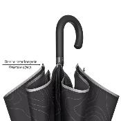 Parapluie long GOLF pour femme et Homme  - Ouverture automatique - Large protection 120 cm - Noir avec bordure refléchissante
