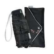 Mini parapluie femme résistant au vent - Noir à motifs - Pochette assortie