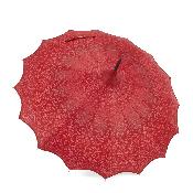 Parapluie long pour femme - Parapluie pagode - Bord festonné rouge