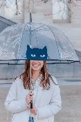 Parapluie cloche transparent automatique - Chat