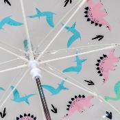 Parapluie enfant transparent - Parapluie garçon - Poignée bleue - Dinosaures