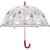 Parapluie cloche transparent enfant - Système d'ouverture automatique - Chats -  Bordure réflechissante pour être visible la nuit