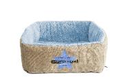 Ferribiella – Panier Cubotto En Jute pour Chiens et Chats – Couchage Confortable et Rembourré – Taille Compacte – 40 x 40 x 15 cm – Bleu Clair