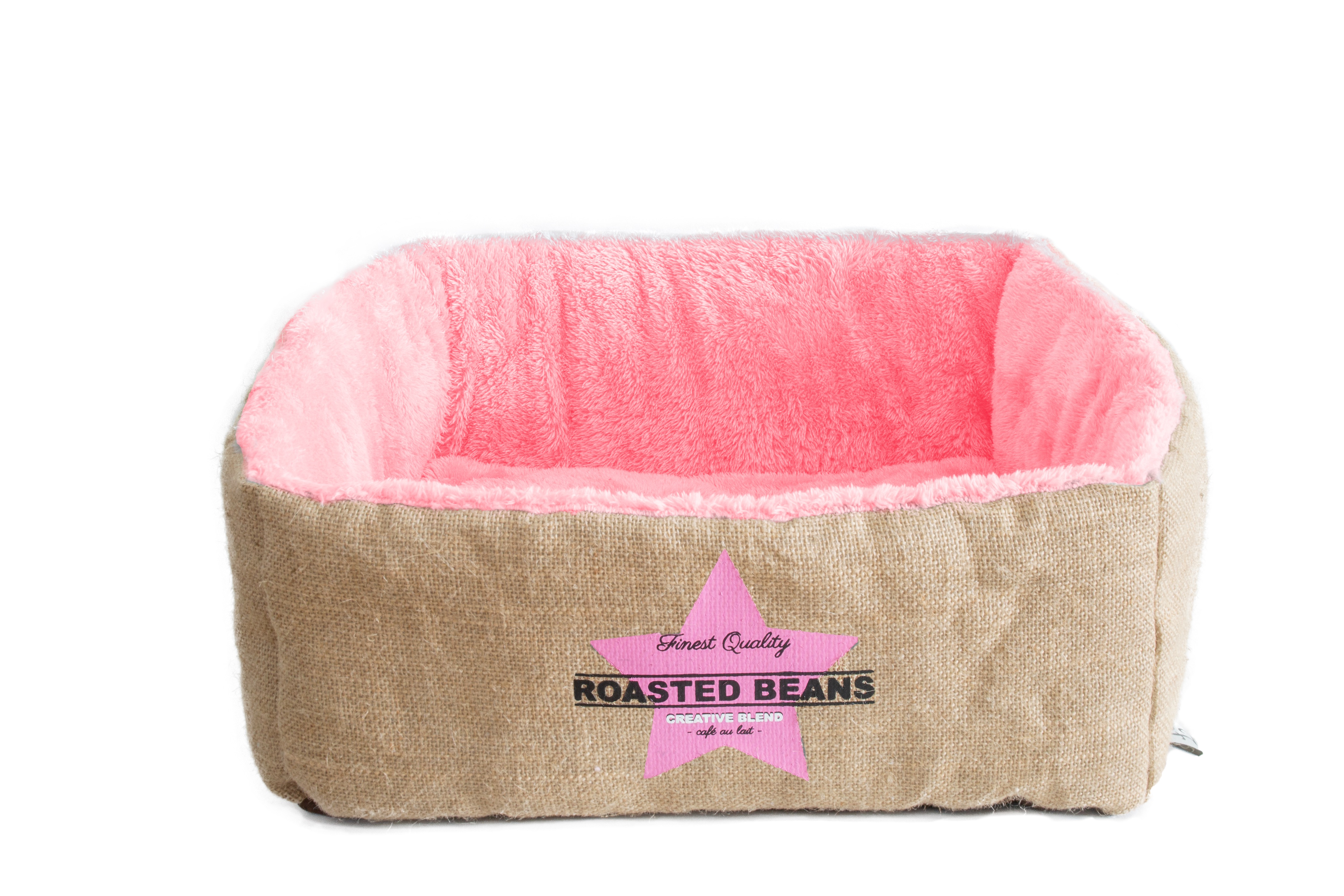 Ferribiella – Panier Cubotto En Jute pour Chiens et Chats – Confort Rembourré et Design Doux – Taille Compacte – 40 x 40 x 15 cm – Rose