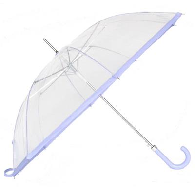 Parapluie droit - ouverture automatique - transparent bordure mauve