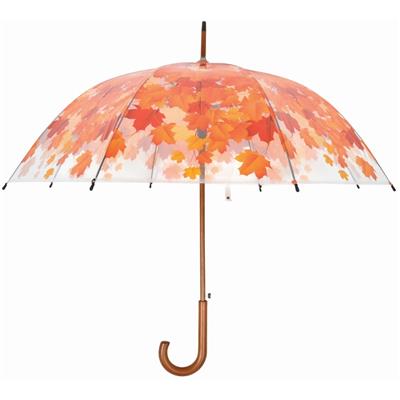 Parapluie cloche transparent avec joli imprimé feuilles d'automne
