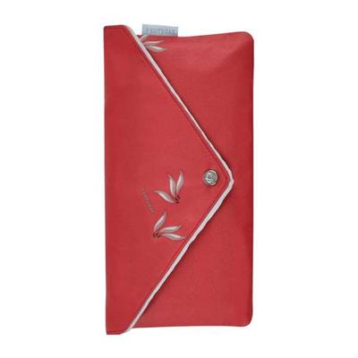 Mini parapluie femme résistant au vent - Rouge à motifs - Pochette assortie