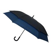 Parapluie long à monture innovante - poignée courbée - Diamètre 128 cm - Résistant au vent - Noir et bleu - reduced