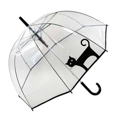 Parapluie cloche transparent automatique - Chat noir