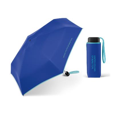 Mini parapluie plat pliable pour femme - Ultra léger et compact - Bleu éclatant