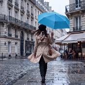 Mini parapluie pliant pour femmes - Ultra-léger et compact - Résistant au vent - Bleu