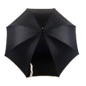Parapluie long Femme - Made in France - Noir avec bordure blanche à pois rouges