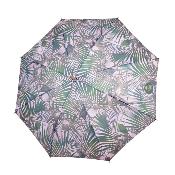 Parapluie écologique automatique pour femme - Fabriqué en tissu RPET et manche en bois - Grande protection de 102 cm de diamètre - Feuilles de Kenzia