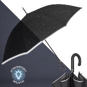 Parapluie long GOLF pour femme et Homme  - Ouverture automatique - Large protection 120 cm - Noir avec bordure refléchissante