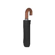 Mini parapluie pliant pour femme - Système d'ouverture automatique - Avec poignée courbée en bois - Noir