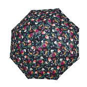 Grand parapluie automatique - Résistant au vent - Avec poignée courbée - Motifs floraux - Noir