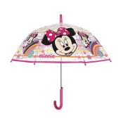 Parapluie cloche transparente pour fille - Minnie - Parapluie Disney - Résiste au vent - Poignée Fushia