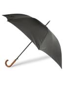 Grand parapluie automatique - Avec poignée courbée en bois -  noire