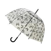 Parapluie cloche - Ouverture automatique - Transparent avec papillons noirs