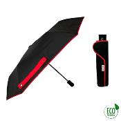 Automatiue parapluie pliant et écologique pour femme - Résistant au vent - Noir avec bordure rouge