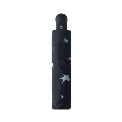 Parapluie compact Ouverture et Fermeture automatique - Noir avec imprimé oiseaux