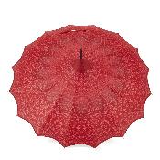 Parapluie long pour femme - Parapluie pagode - Bord festonné rouge