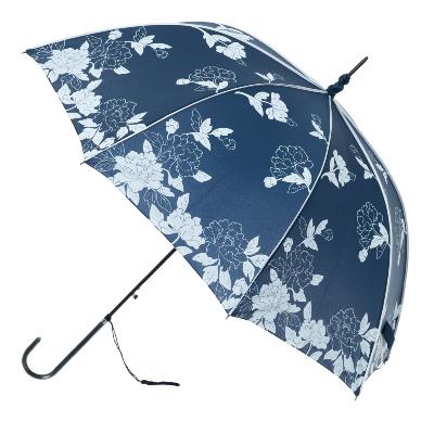Grand parapluie automatique - Avec poignée courbée en bois - Vintage Leaf