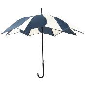 Parapluie long automatique pour femme - Toile tournesol - Bleu marine et crème
