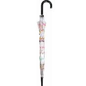 Parapluie cloche transparent pour femme - Ouverture automatique - Poignée bleue - Arc-en-ciel