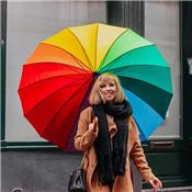 Parapluie long - Poignée courbée - Parapluie XXL pour 2 personnes - Arc en ciel