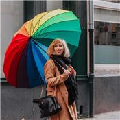 Parapluie long - Poigne courbe - Parapluie XXL pour 2 personnes - Arc en ciel